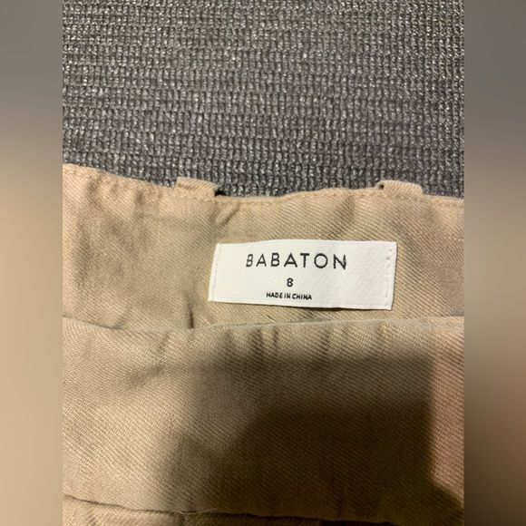 Babaton Aritzia Sadiki Linen Blend Pleaded Trousers Size 8 Basil Tan Color - Picture 5 of 10